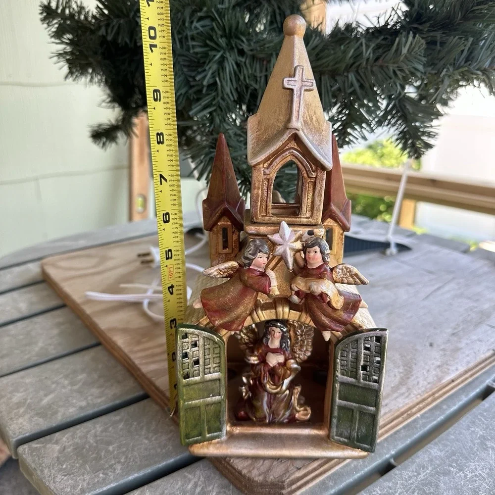 Vintage Cracker Barrel Christmas Village Light-up Angel In A Church Light‎ W/Box